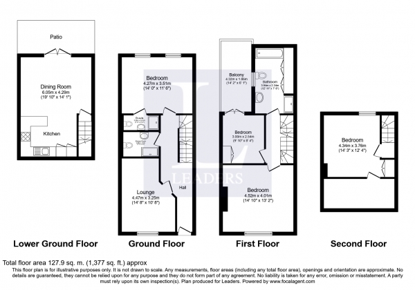 Floor Plan for 4 Bedroom Terraced House to Rent in Tidy Street, Brighton, BN1, 4EL - £922 pw | £3995 pcm