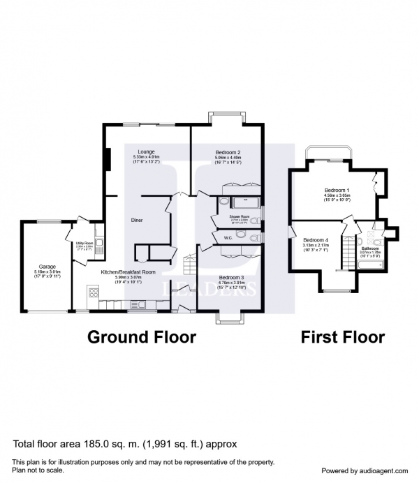 Floor Plan Image for 4 Bedroom Detached House to Rent in Shirley Drive, Hove