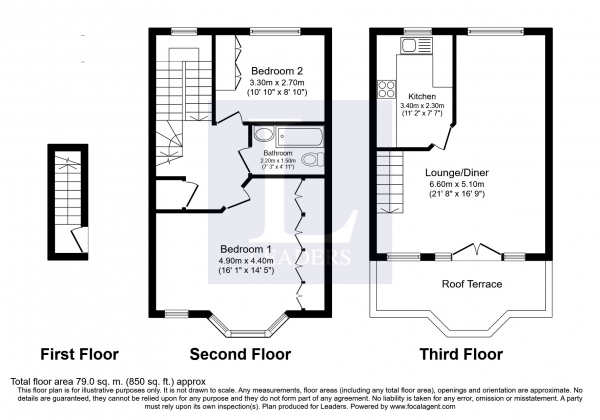 Floor Plan Image for 2 Bedroom Maisonette to Rent in 32 Devonshire Place, Upper Maisonette, Brighton