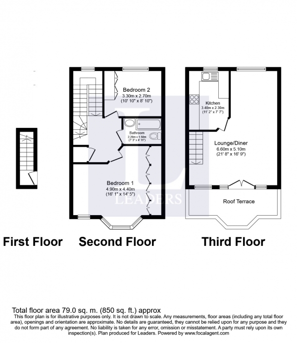 Floor Plan Image for 2 Bedroom Maisonette to Rent in 32 Devonshire Place, Upper Maisonette, Brighton
