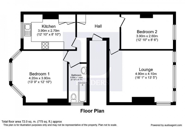 Floor Plan Image for 2 Bedroom Flat to Rent in Ventnor Villas, Hove