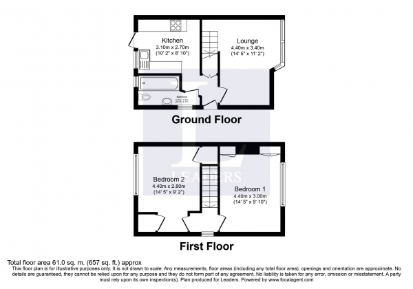 Floor Plan Image for 2 Bedroom Semi-Detached House to Rent in Graham Avenue, Portslade, Brighton
