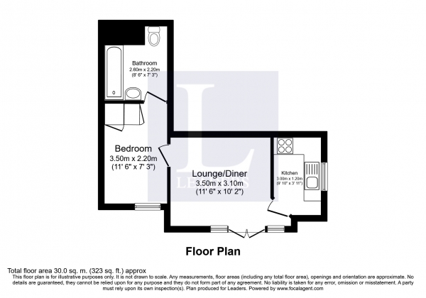Floor Plan Image for 1 Bedroom Flat to Rent in Princes Court, Princes Avenue, Hove