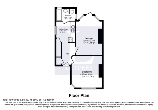 Floor Plan Image for 1 Bedroom Ground Flat to Rent in Nevill Road, Hove