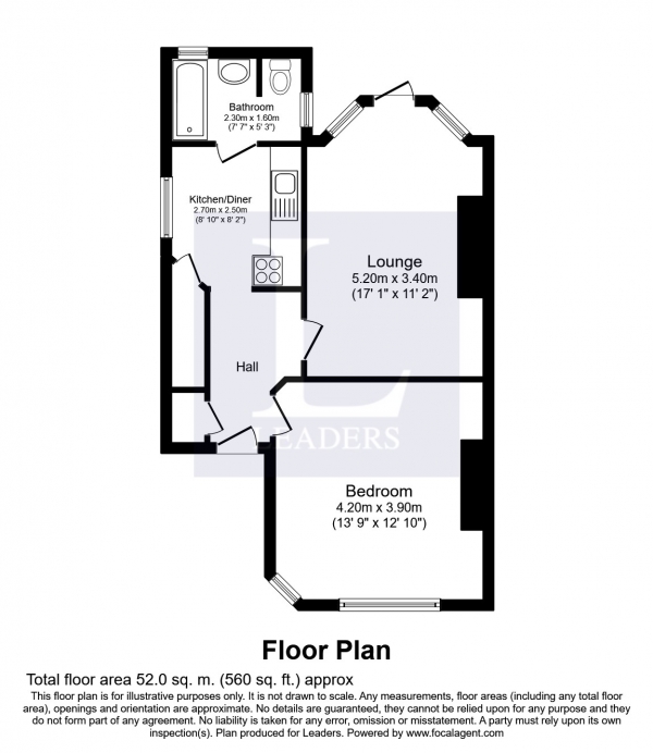 Floor Plan Image for 1 Bedroom Ground Flat to Rent in Nevill Road, Hove