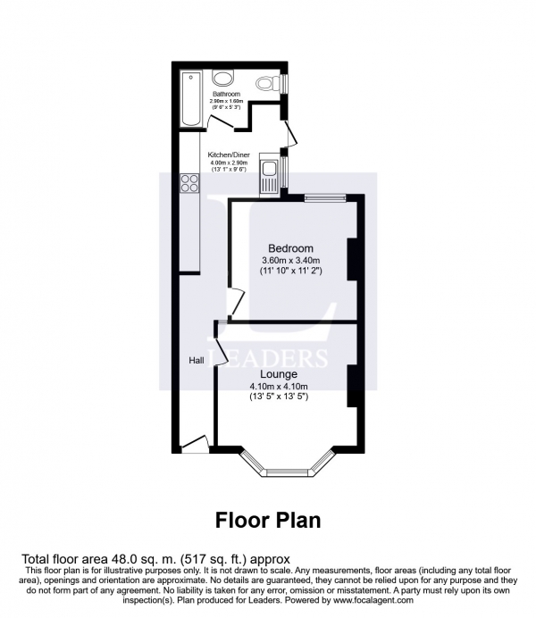 Floor Plan Image for 1 Bedroom Flat to Rent in Goldstone Road, Hove