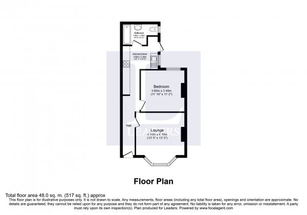 Floor Plan Image for 1 Bedroom Flat to Rent in Goldstone Road, Hove