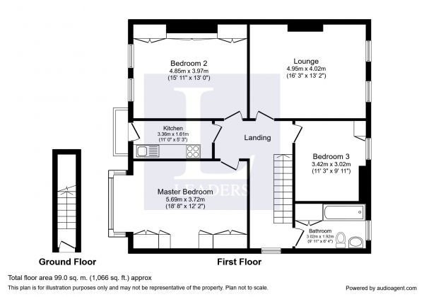 Floor Plan Image for 3 Bedroom Flat to Rent in Langdale Gardens, Hove