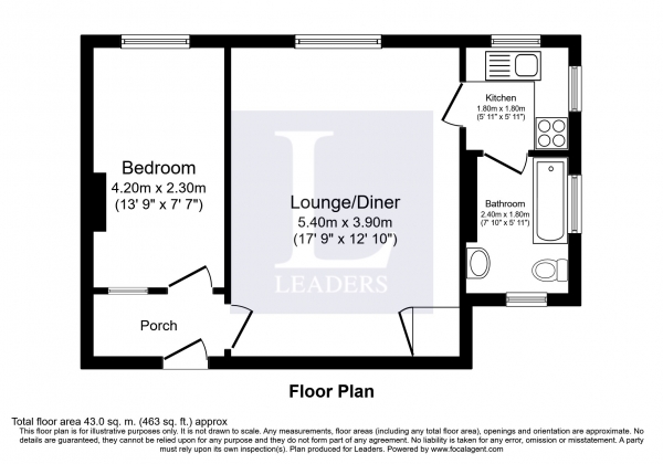 Floor Plan Image for 1 Bedroom Flat to Rent in Alexandra Villas, Brighton