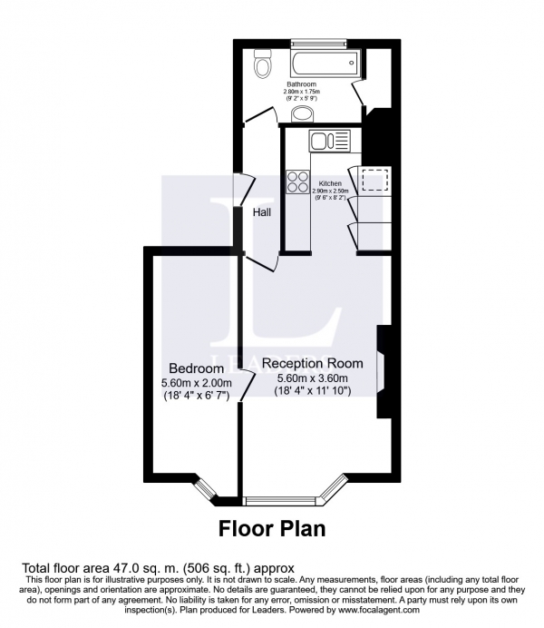 Floor Plan Image for 1 Bedroom Flat to Rent in Goldsmid Road, Hove