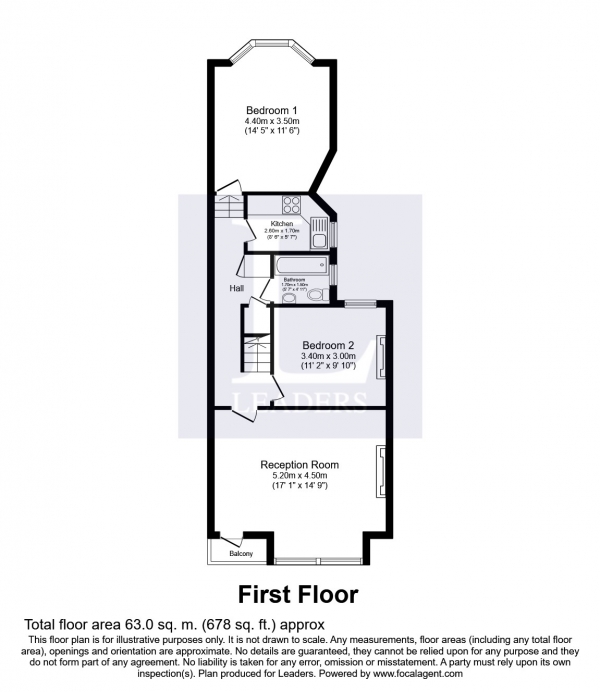 Floor Plan Image for 2 Bedroom Flat to Rent in Tivoli Crescent, Brighton