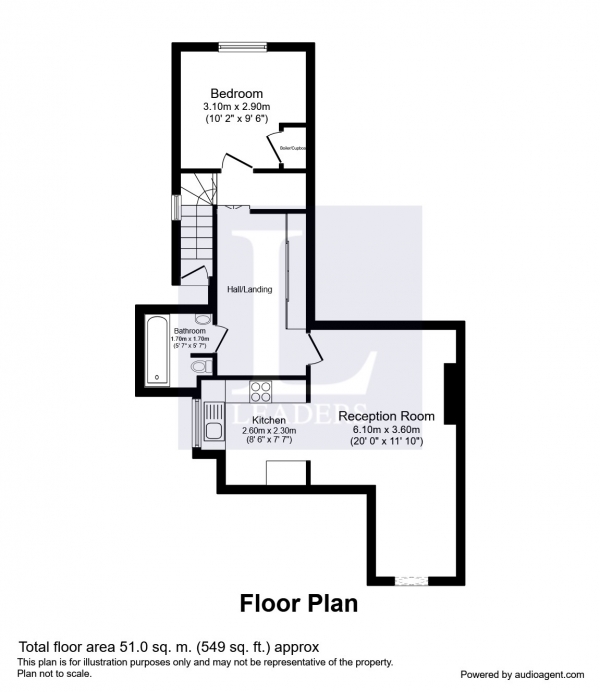 Floor Plan Image for 1 Bedroom Flat to Rent in Pembroke Crescent, Hove