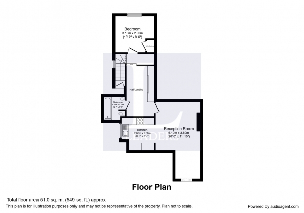 Floor Plan Image for 1 Bedroom Flat to Rent in Pembroke Crescent, Hove