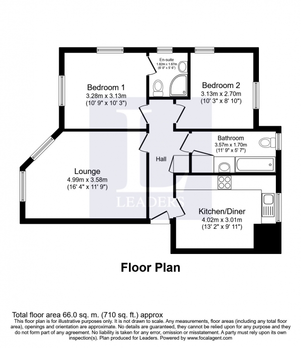 Floor Plan Image for 2 Bedroom Apartment to Rent in Mulberry Gardens, Broadbridge Heath