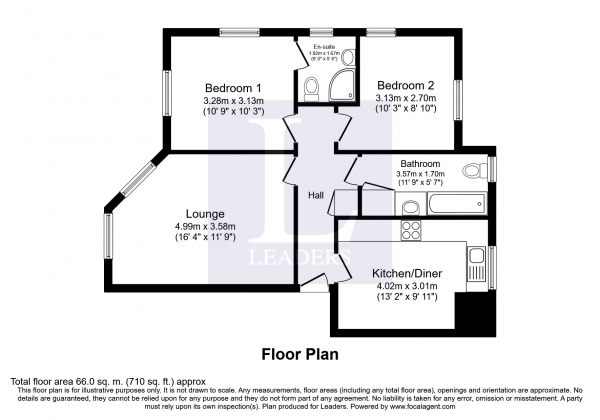 Floor Plan Image for 2 Bedroom Apartment to Rent in Mulberry Gardens, Broadbridge Heath