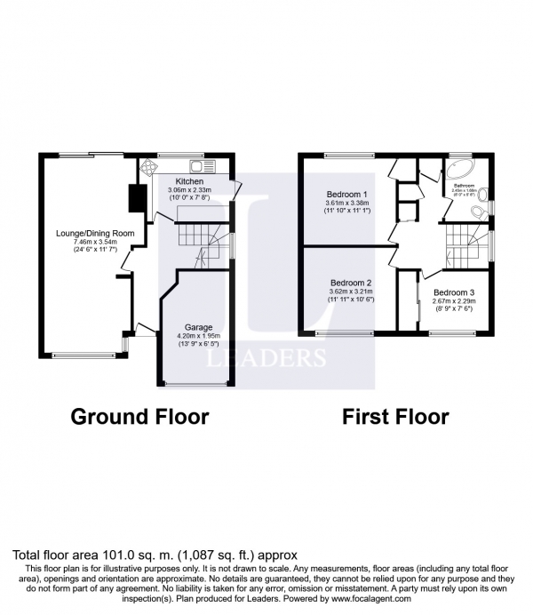 Floor Plan Image for 3 Bedroom Semi-Detached House to Rent in Millfield, Southwater