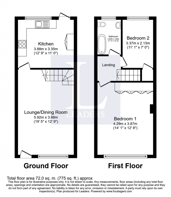 Floor Plan Image for 2 Bedroom Terraced House to Rent in Blackbridge Lane, Horsham