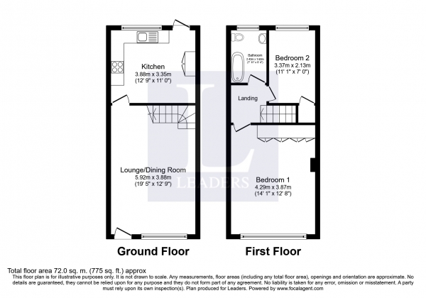 Floor Plan Image for 2 Bedroom Terraced House to Rent in Blackbridge Lane, Horsham
