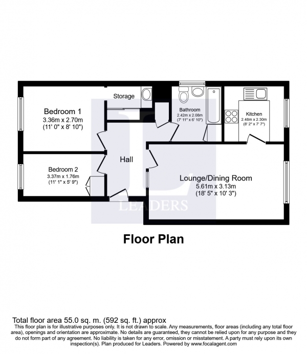 Floor Plan Image for 2 Bedroom Flat to Rent in Newbridge Close, Broadbridge Heath, Horsham