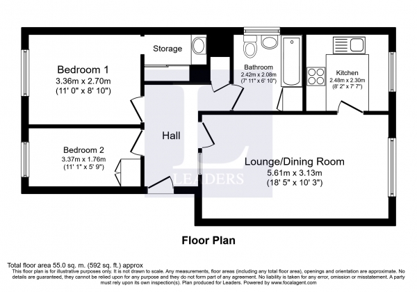 Floor Plan Image for 2 Bedroom Flat to Rent in Newbridge Close, Broadbridge Heath, Horsham