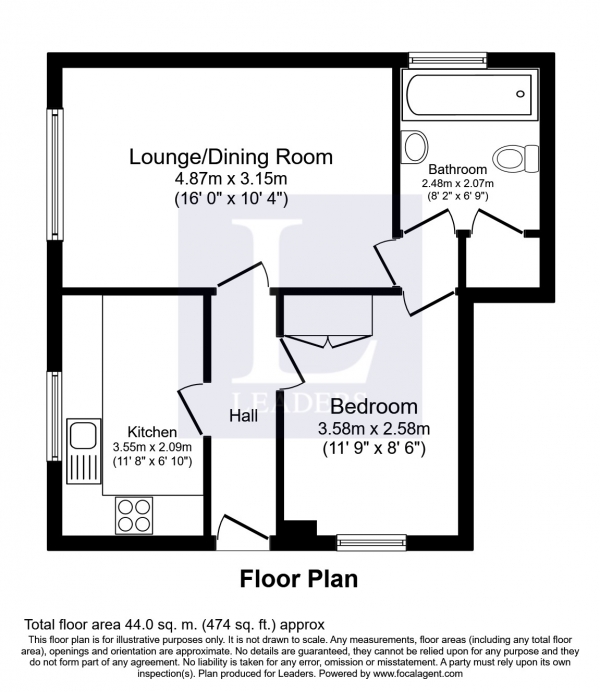 Floor Plan Image for 1 Bedroom Flat to Rent in Gatland House, Horsham