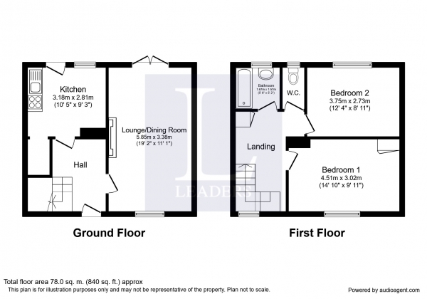 Floor Plan Image for 2 Bedroom Terraced House to Rent in Meyers Wood, Partridge Green