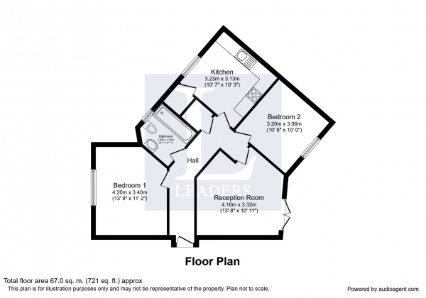 Floor Plan Image for 2 Bedroom Flat to Rent in Deer Way, Horsham