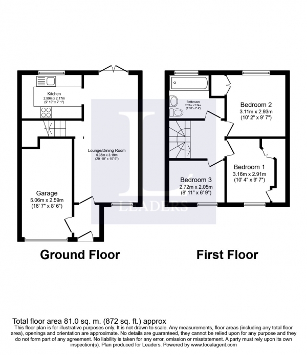 Floor Plan for 3 Bedroom End of Terrace House to Rent in Ridgehurst Drive, Horsham, RH12, 1XF - £288 pw | £1250 pcm