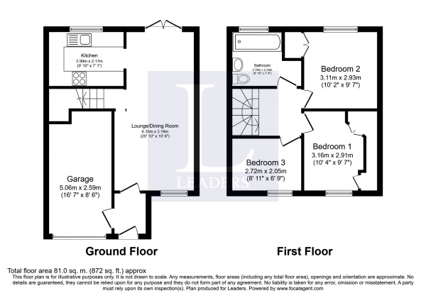 Floor Plan Image for 3 Bedroom End of Terrace House to Rent in Ridgehurst Drive, Horsham