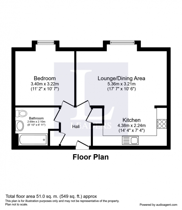 Floor Plan Image for 1 Bedroom Flat to Rent in Tymperley Court, Kings Road, Horsham