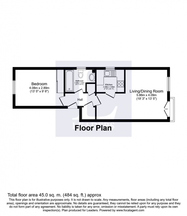 Floor Plan Image for 1 Bedroom Flat to Rent in Westlands, Kings Road, Horsham