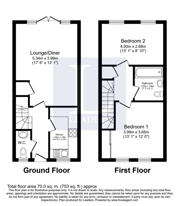 Floor Plan Image for 2 Bedroom Terraced House to Rent in Woodvale Lane, Haywards Heath