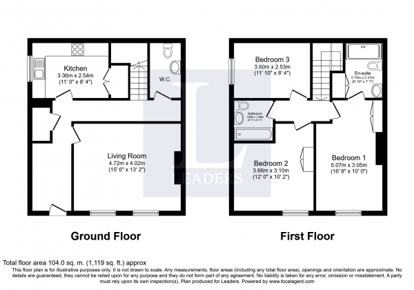 Floor Plan Image for 3 Bedroom Cottage to Rent in Southdowns Park, Haywards Heath