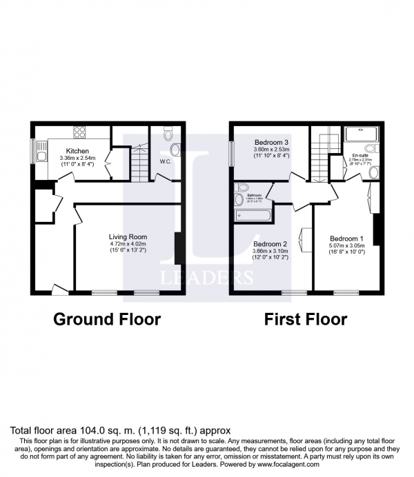 Floor Plan Image for 3 Bedroom Cottage to Rent in Southdowns Park, Haywards Heath