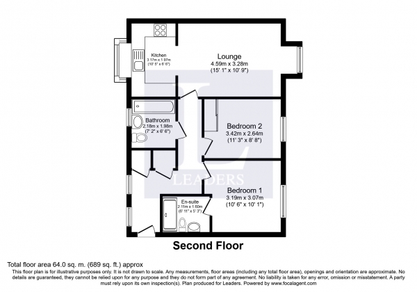 Floor Plan Image for 2 Bedroom Apartment to Rent in Charlotte Court, Hawkins Road, Haywards Heath