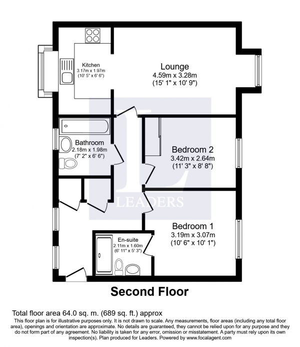 Floor Plan Image for 2 Bedroom Apartment to Rent in Charlotte Court, Hawkins Road, Haywards Heath