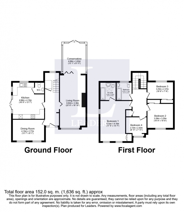 Floor Plan for 4 Bedroom Detached House to Rent in Springfield Close, Haywards Heath, Bolney, RH17, 5PQ - £473 pw | £2050 pcm