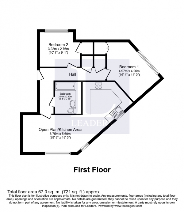 Floor Plan Image for 2 Bedroom Apartment to Rent in Vail House, Haywards Heath