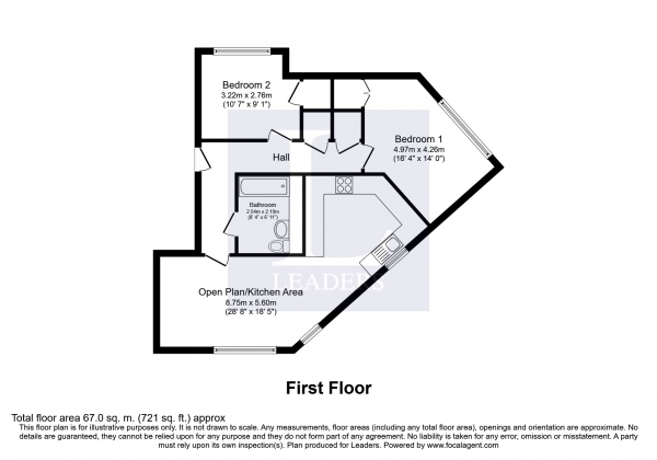 Floor Plan Image for 2 Bedroom Apartment to Rent in Vail House, Haywards Heath