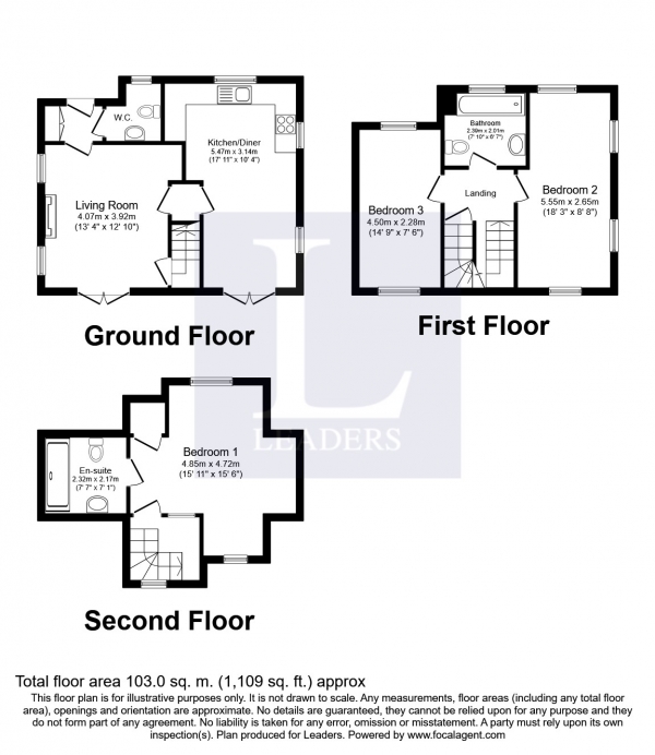 Floor Plan for 3 Bedroom Detached House to Rent in Southdown Place, Off College Road, Ardingly, RH17, 6TT - £381 pw | £1650 pcm