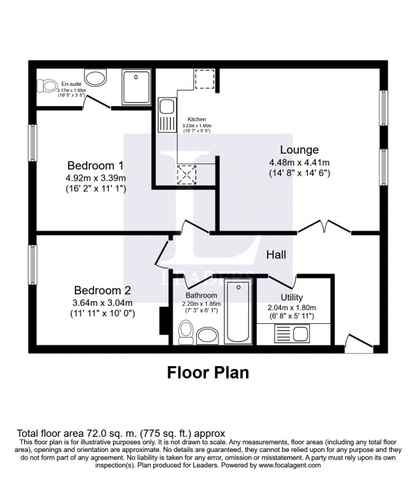 Floor Plan Image for 2 Bedroom Flat to Rent in Blenheim Mews, Southdowns Park, Haywards Heath