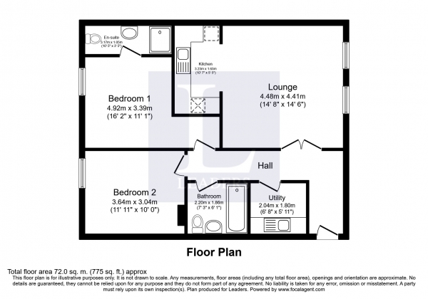 Floor Plan Image for 2 Bedroom Flat to Rent in Blenheim Mews, Southdowns Park, Haywards Heath