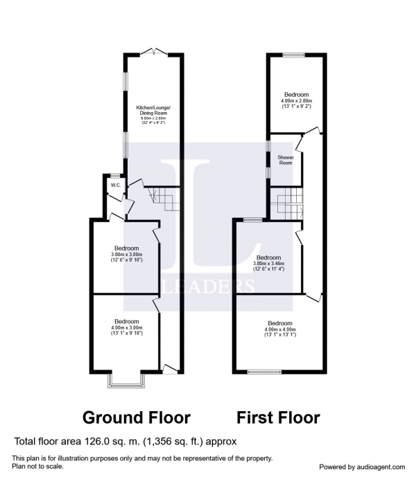 Floor Plan for 1 Bedroom House Share to Rent in Southsea, Portsmouth, PO4, 0LZ - £92 pw | £400 pcm
