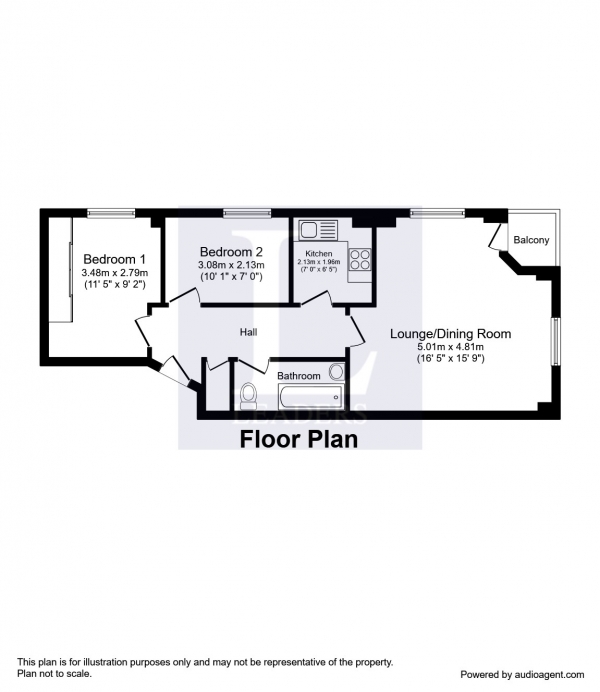 Floor Plan Image for 2 Bedroom Apartment to Rent in Harbour Ridge, Portsmouth