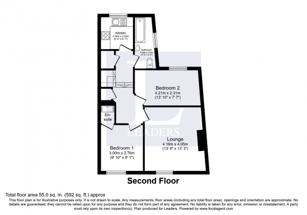 Floor Plan Image for 2 Bedroom Flat to Rent in Clarendon Road, Southsea