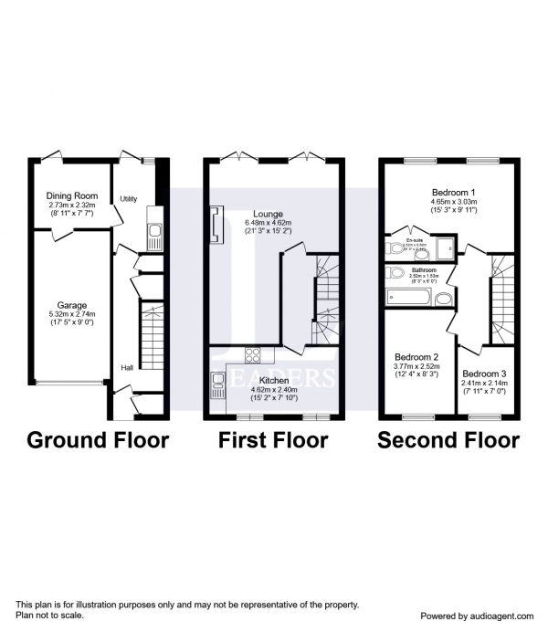 Floor Plan Image for 3 Bedroom End of Terrace House to Rent in Captains Row, Portsmouth