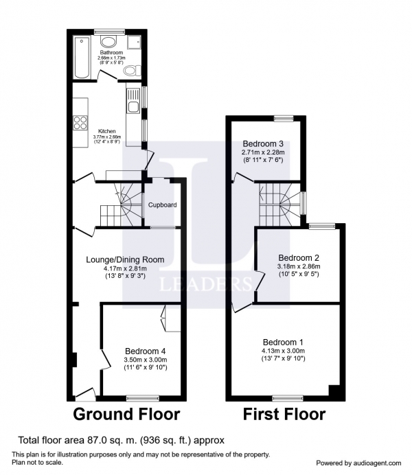Floor Plan Image for 4 Bedroom End of Terrace House to Rent in Brookfield Road, Portsmouth
