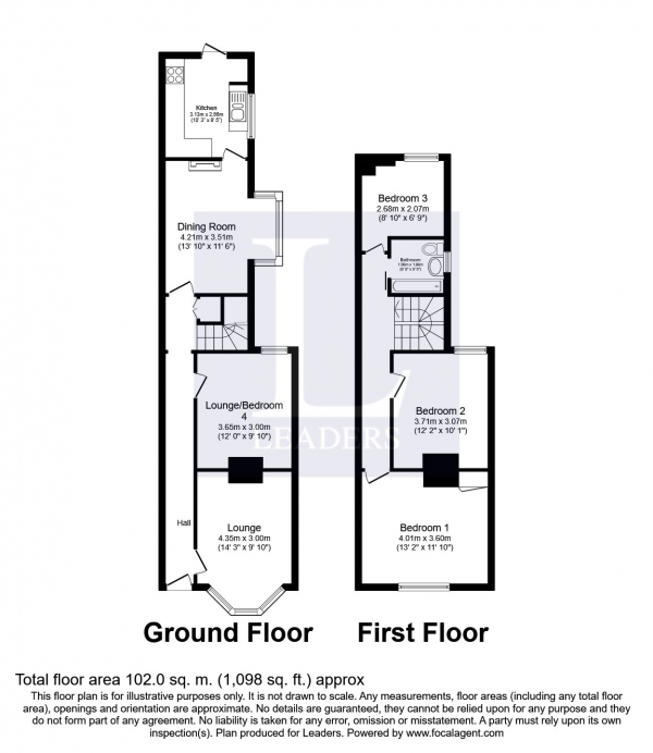 Floor Plan Image for 3 Bedroom Terraced House to Rent in Cardiff Road, Portsmouth