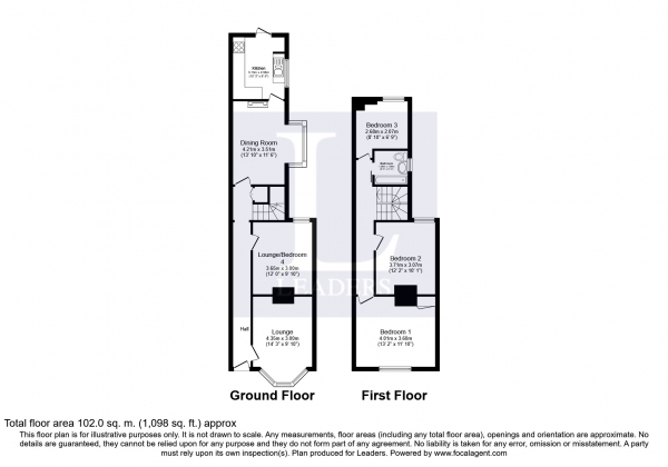 Floor Plan Image for 3 Bedroom Terraced House to Rent in Cardiff Road, Portsmouth