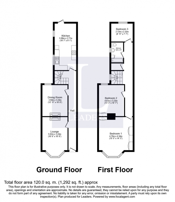 Floor Plan Image for 3 Bedroom Terraced House to Rent in Margate Road, Southsea